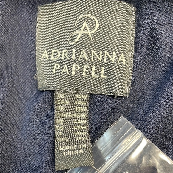 New Adrianna Papell Sleeveless Jersey Gown Embellished Lace Cowl Back Midnight - Picture 10 of 15